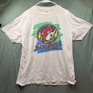 Buc-ee's "Stay Rad" White XL T-Shirt Retro Graffiti Buc-ees Beaver